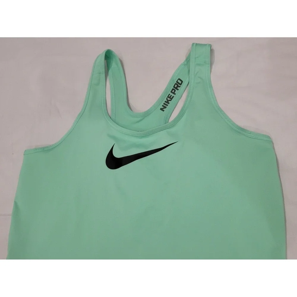 Nike Pro Dri-Fit Tank Womens Medium Green Racerback Running Gym TrainingEUC